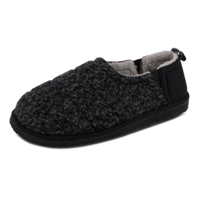 totes Mens Quilted Full Back Slipper With EVA Sole Black Extra Image 3